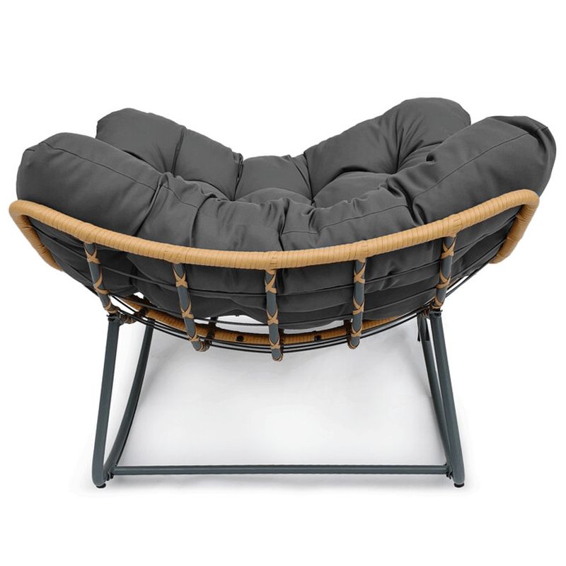 Záhradné hojdacie kreslo sivé z kovu a polyratanu