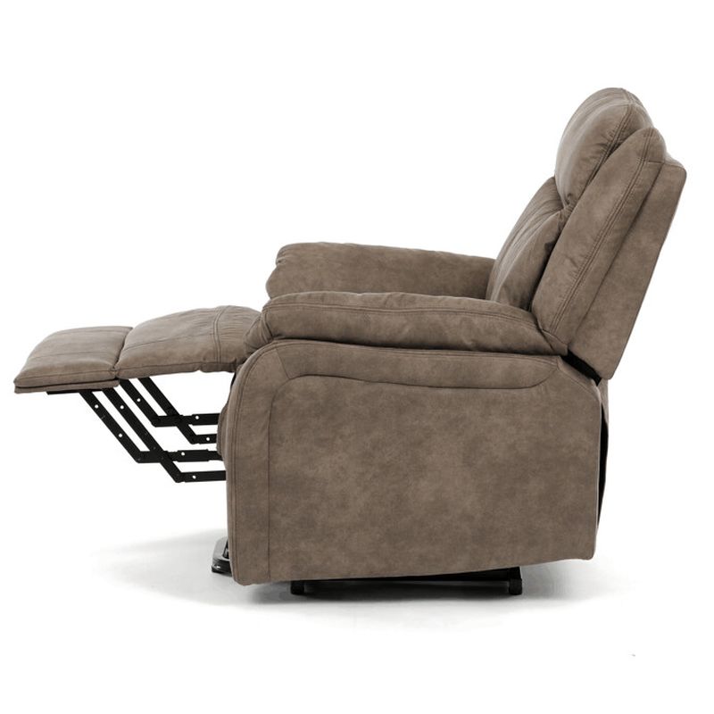 Elektrické polohovacie kreslo, výklopné, hnedá vintage látka