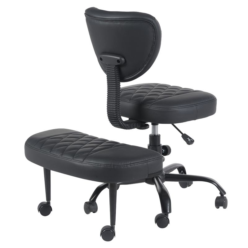 Ergonomická kľakačka, čierna ekokoža, čierny kov