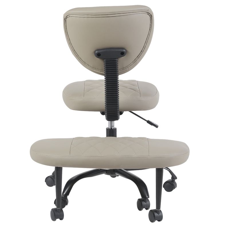Ergonomická kľakačka, sivohnedá Taupe ekokoža, čierny kov