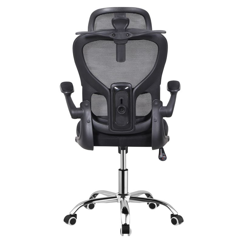 Ergonomické kancelárske kreslo v čiernej sieťovine, podstava chróm