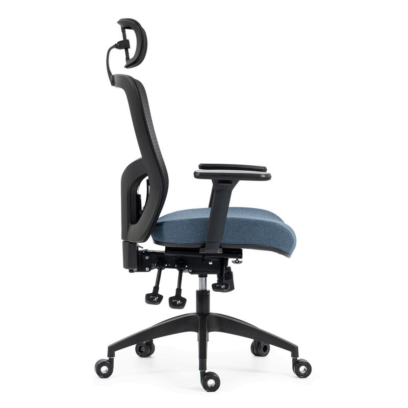 Ergonomická kancelárska stolička modrá, sieťované operadlo, 120 kg