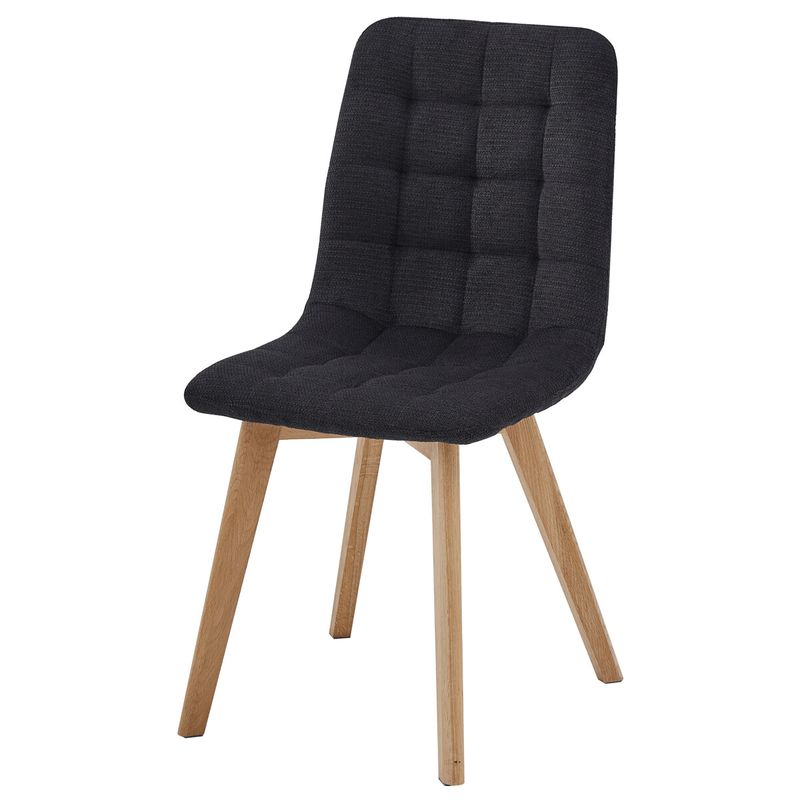 Jedálenský set so 4 stoličkami, 140x80, čierna látka, masív dub