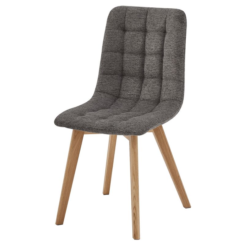 Jedálenský set so 4 stoličkami, 140x80, sivá látka, masív dub