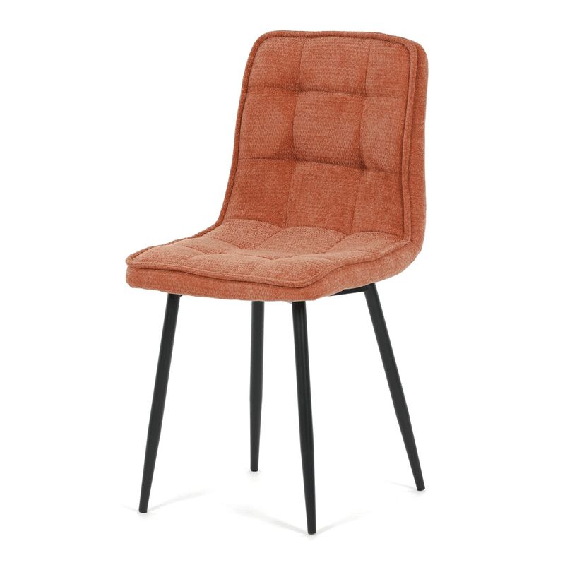 Jedálenský set so 4 stoličkami, 110x70cm, oranžová látka, MDF divoký dub