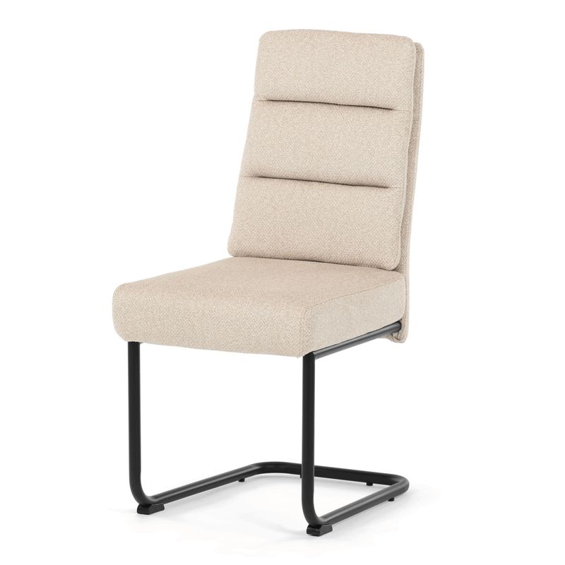 Jedálenský set so 4 stoličkami, 180x90cm, krémová látka, dýha orech