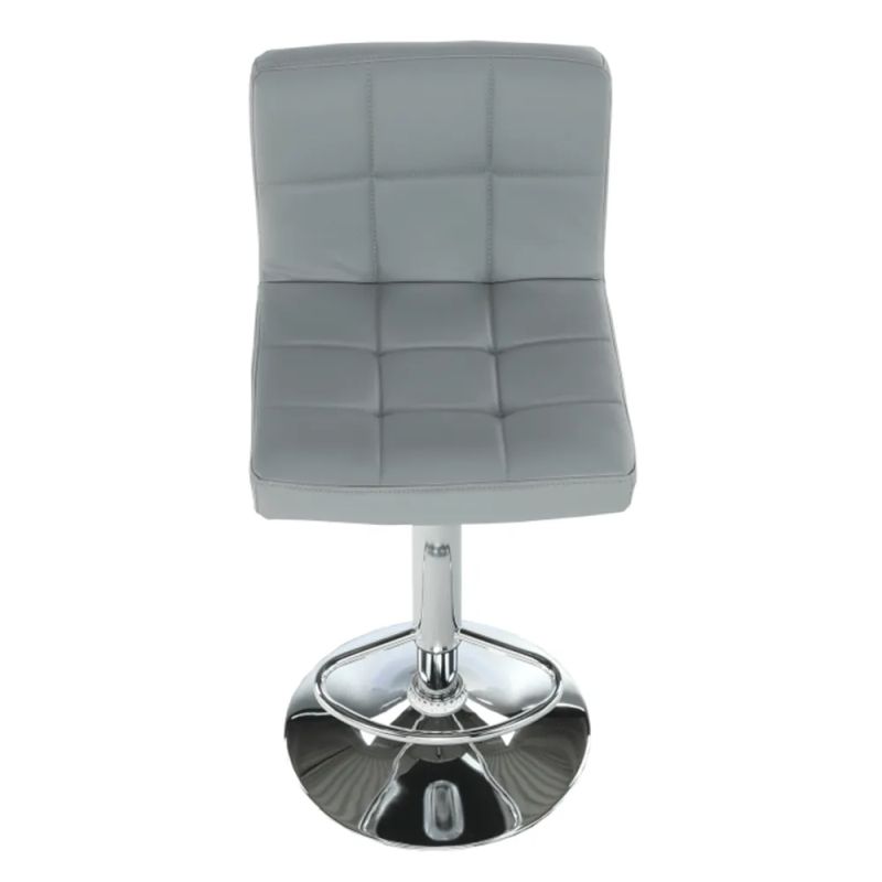 Barová stolička s opierkou sivá ekokoža/chróm