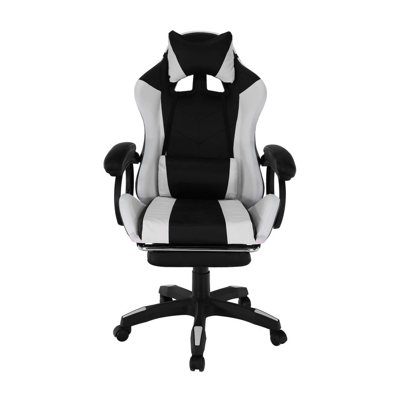 Kancelárske/herné kreslo s RGB LED podsvietením čierna/biela