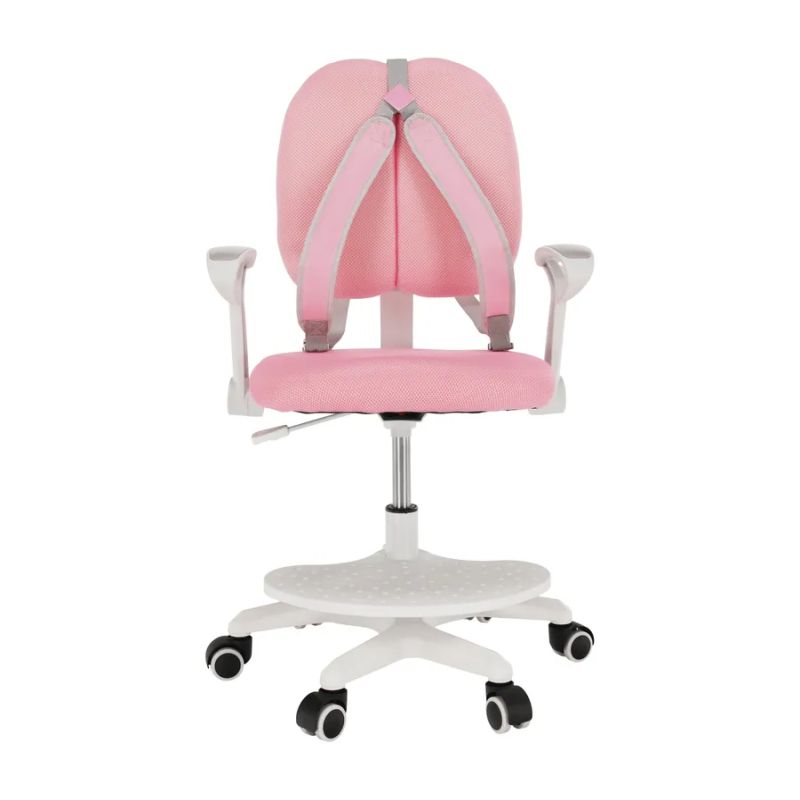 Ergonomická rastúca stolička s podnožou a trakmi, ružová