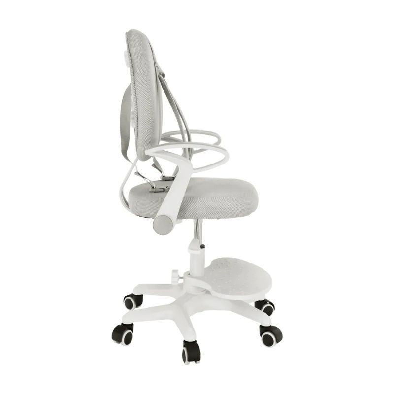 Ergonomická rastúca stolička s podnožou a trakmi, sivá