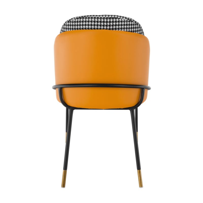 Exkluzívna jedálenská stolička, čiernobiela látka a camel ekokoža