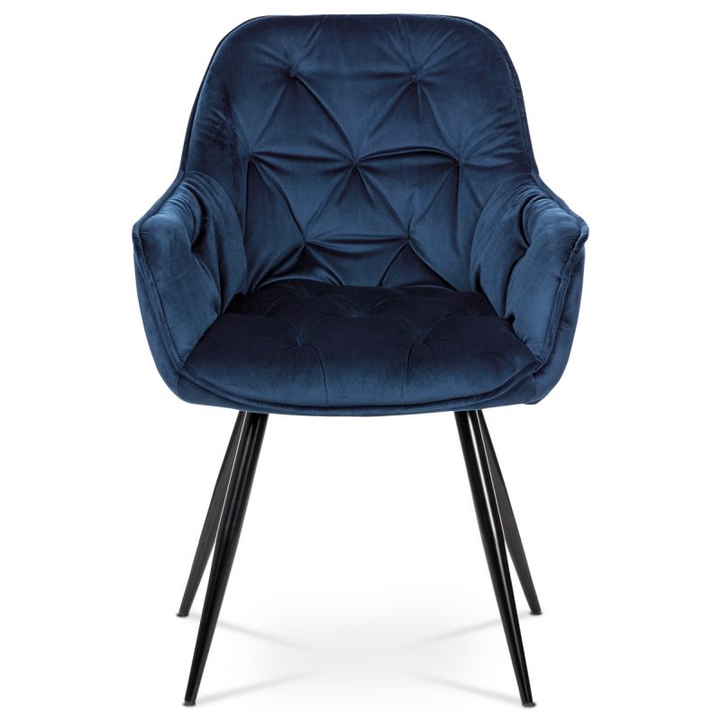 Exkluzívna stolička, modrá zamatová látka