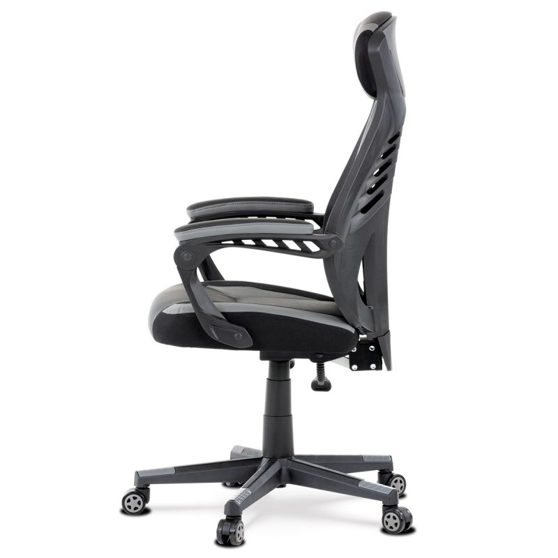 Luxusné herné a kancelárske kreslo čierne so sivými doplnkami