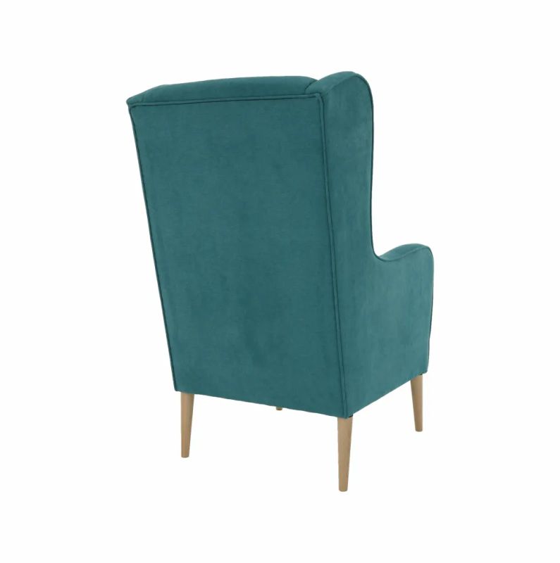 Pohodlné kreslo ušiak v tyrkysovej látke