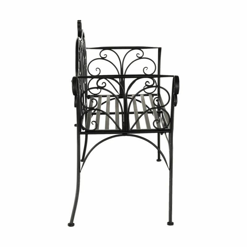 Záhradná kovová lavička čierna