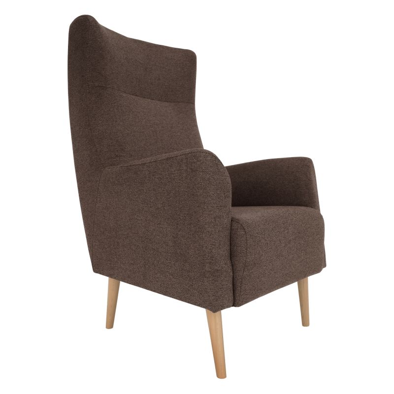 Komfortné kreslo ušiak, hnedá/buk