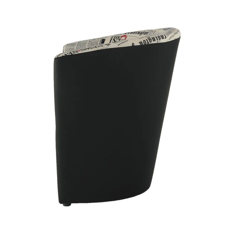 Elegantné kreslo, D-8 ekokoža čierna/látka vzor noviny