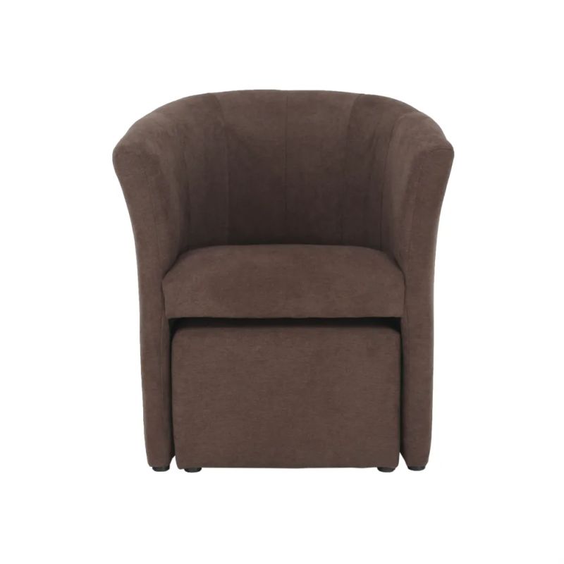 Klubové kreslo s taburetom hnedá látka