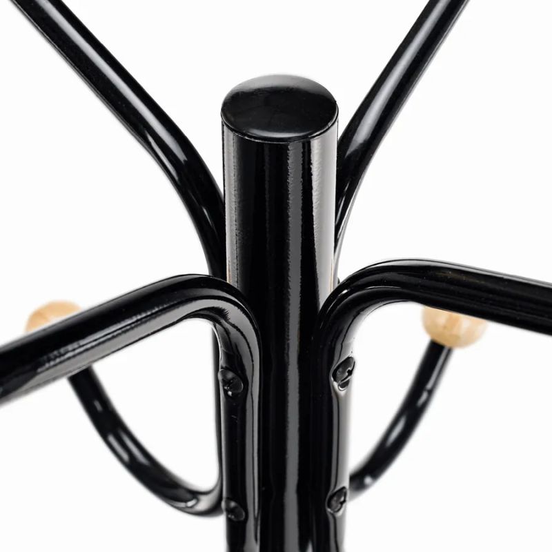 Vešiak, lesklá čierna/prírodné drevo