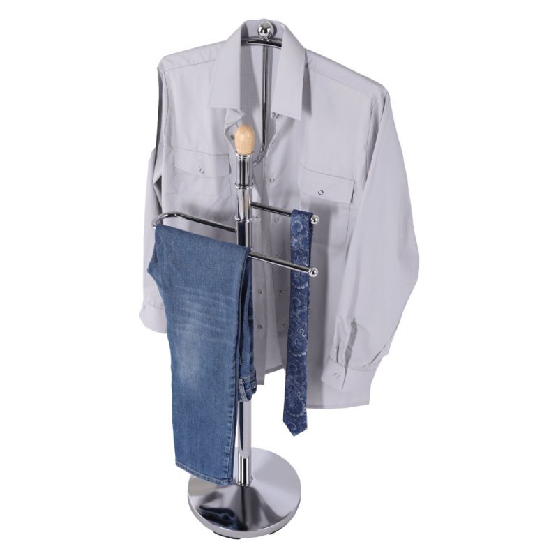 Vešiak/nemý sluha v kombinácií s drevom, chróm/buk