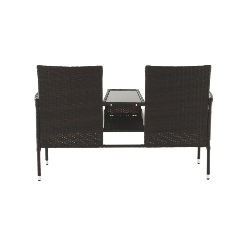 2-sed so stolikom s vankusmi, hnedá-krémová