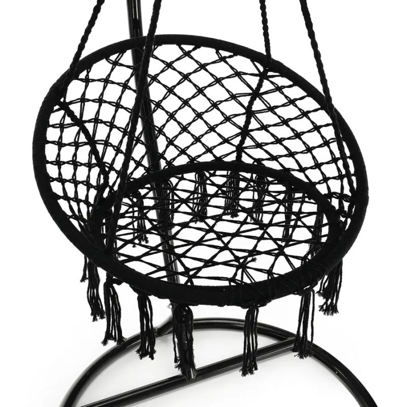 Závesné hojdacie kreslo v čiernej farbe