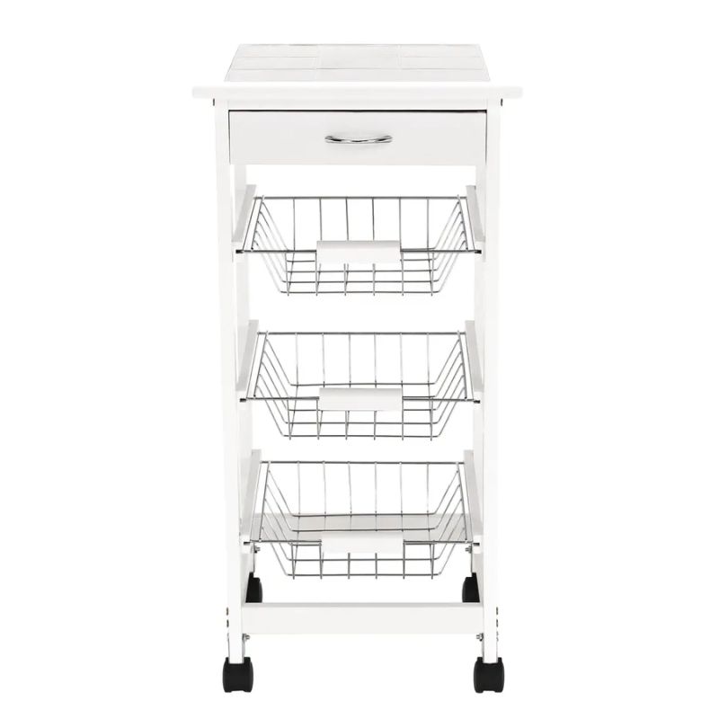 Praktický drevený servírovací vozík biely