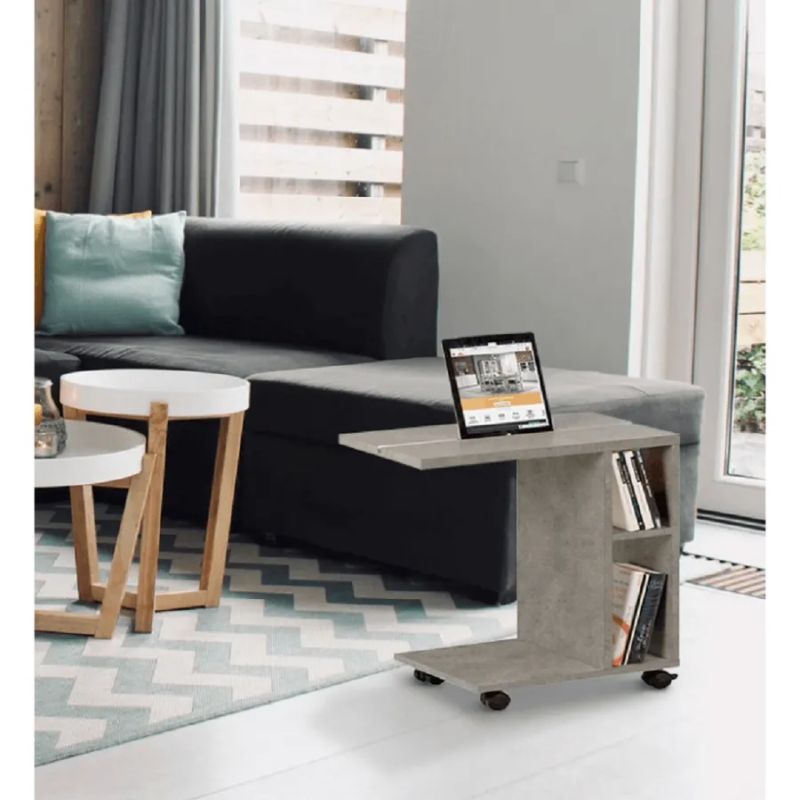 Príručný stolík z kvalitnej drevotriesky v prevedení svetlý betón