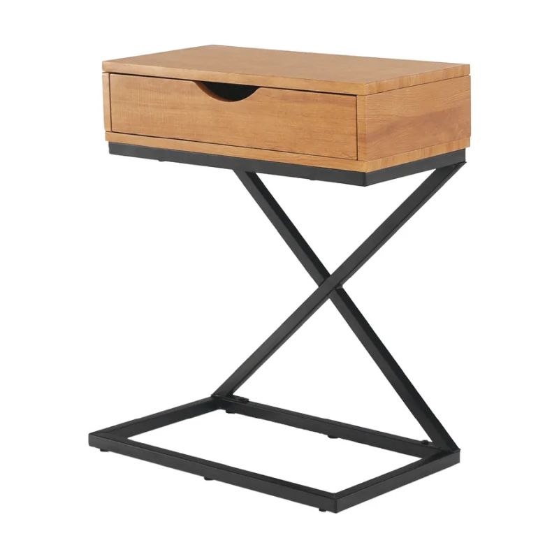 Moderný príručný/nočný stolík, dub/čierna