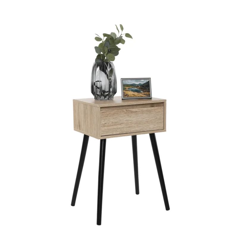 Jedinečný príručný/nočný stolík, dub/čierna