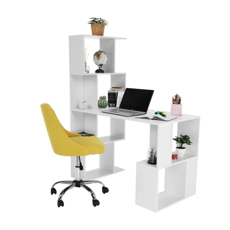 Písací stôl s regálom biely