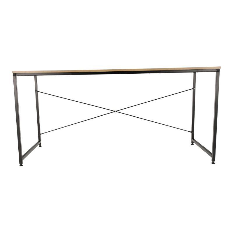 Písací stôl s kovovou konštrukciou, dub/čierna, 150x60 cm