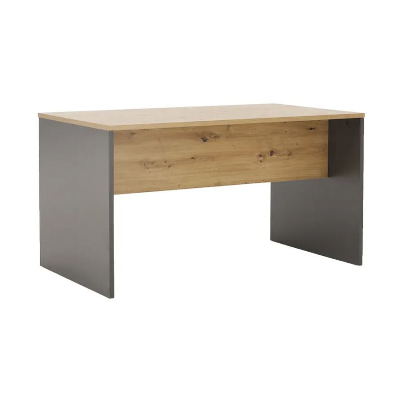 Moderný písací stôl z kvalitnej DTD, grafit/dub artisan, 160cm