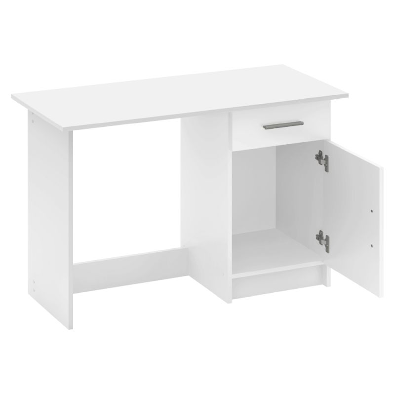 PC stôl so skrinkou a šuplíkom biely