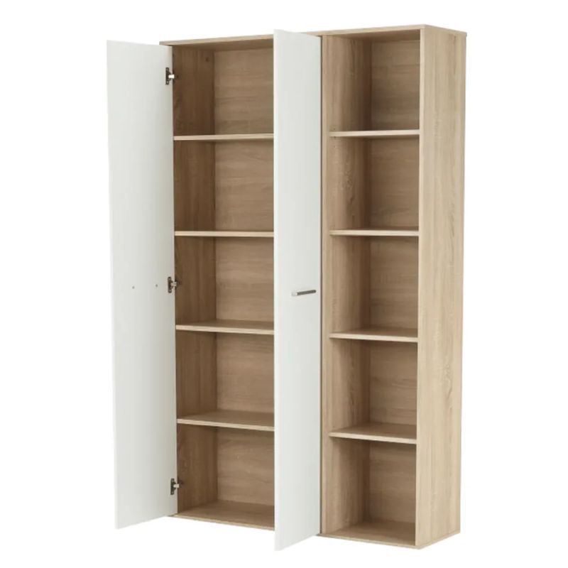 Luxusná skriňa s regálom, dub sonoma/biela