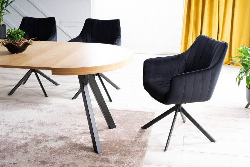 Otočná jedálenská stolička s lakťovými opierkami čierna/zelená