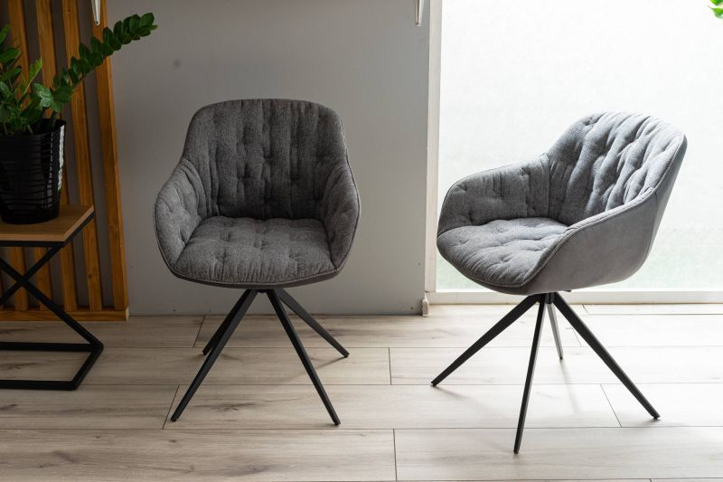 Stolička s lakťovými opierkami do jedálne, čierny mat/sivá