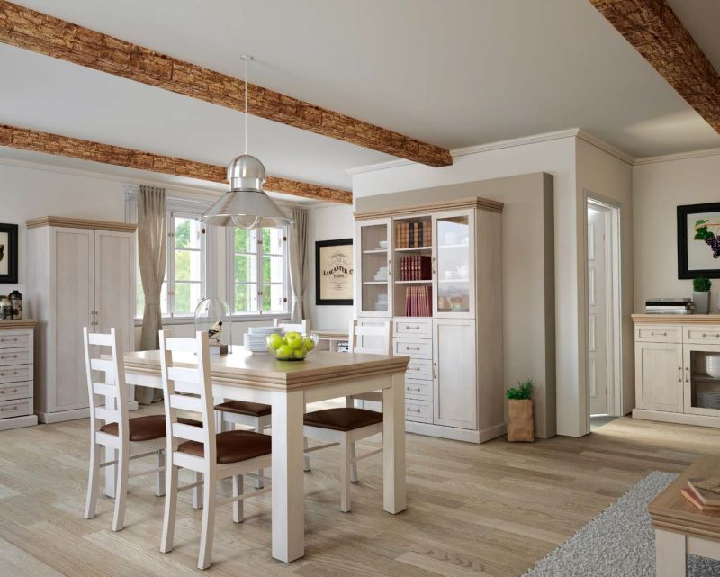 Rozkladací jedálenský stôl 160-203, sosna nordická/dub