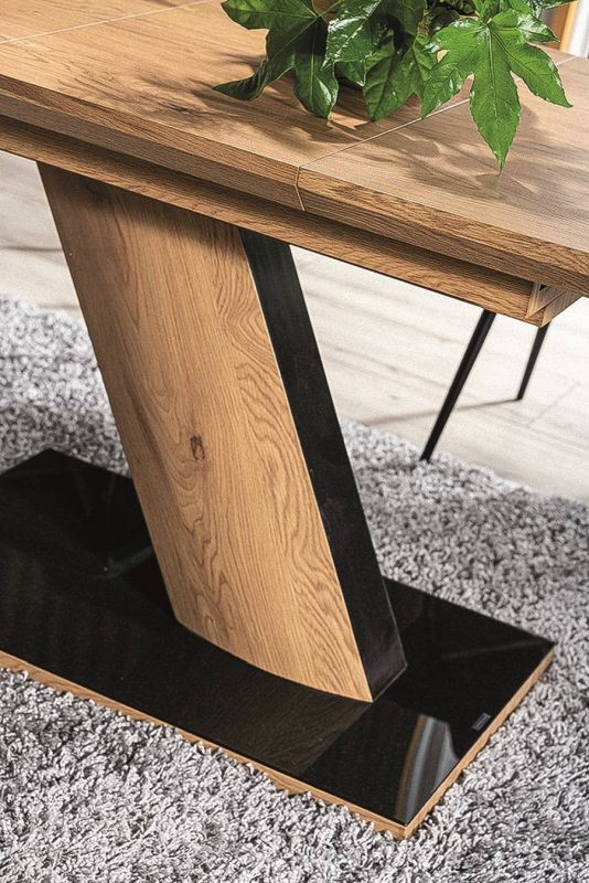 Stôl rozkladací s jedinečným dizajnom 120-160, dub/čierny lak