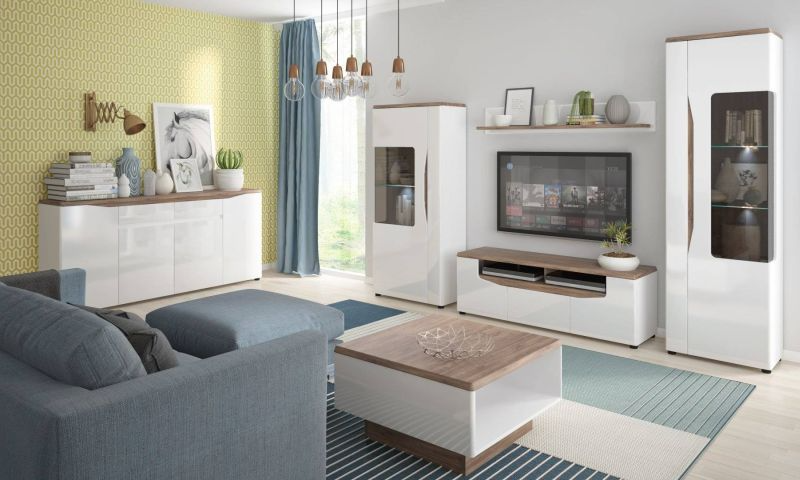 Praktický konferenčný stolík, dub stirling/alpská biela