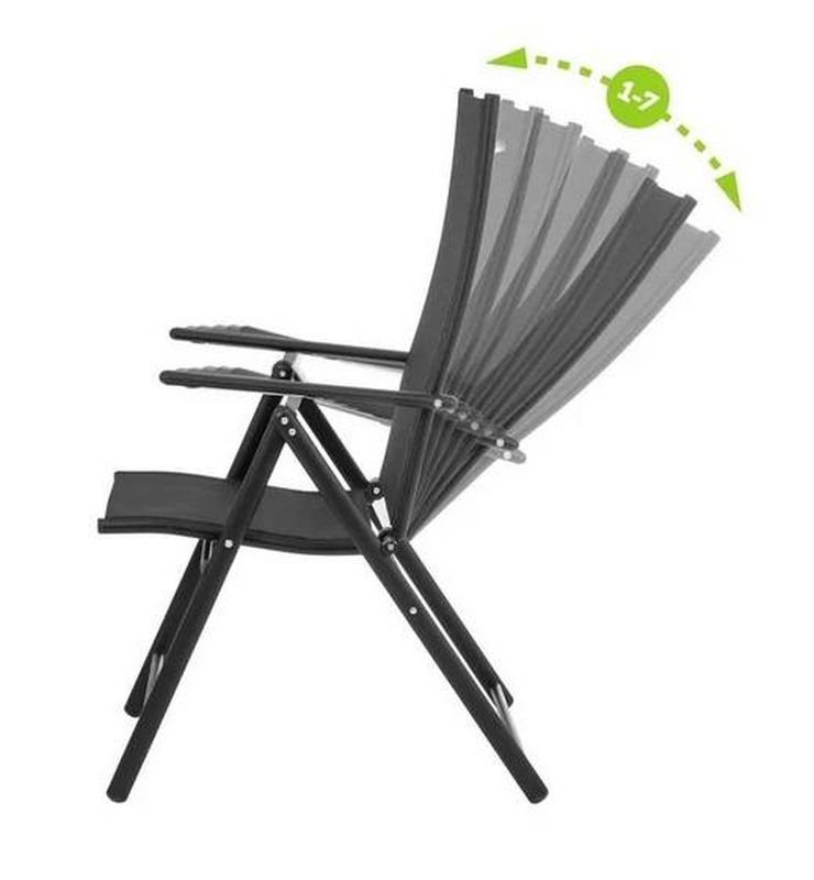 Záhradné polohovacie a skladacie kreslo čierne