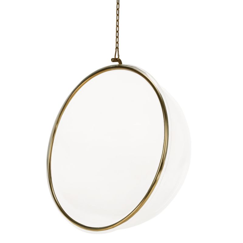 Závesné kreslo v modernom dizajne, transparentná-zlatá-biela