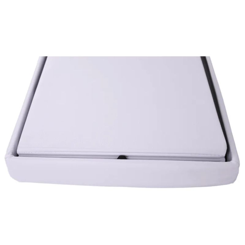 Nadčasový skladací taburet, biela ekokoža