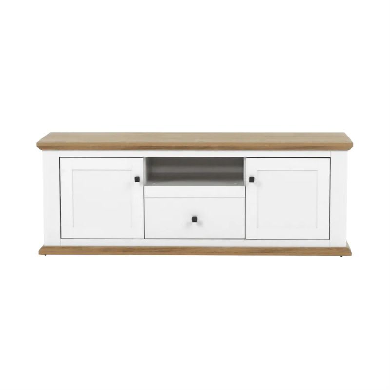 Originálny RTV stolík, biela-dub grand