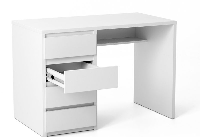 Jednoduchý PC stolík so zásuvkami, ľavý - viac farebných prevedení