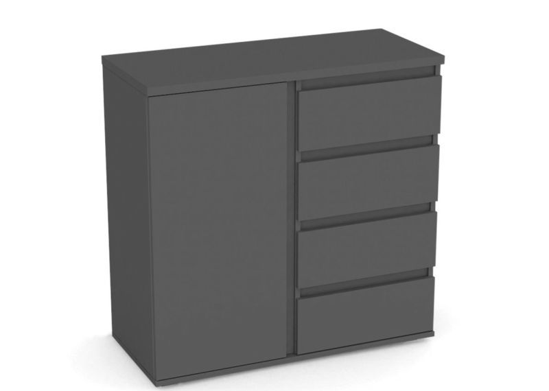 Komoda 4x zásuvka, 1x dvierka - viac farebných prevedení