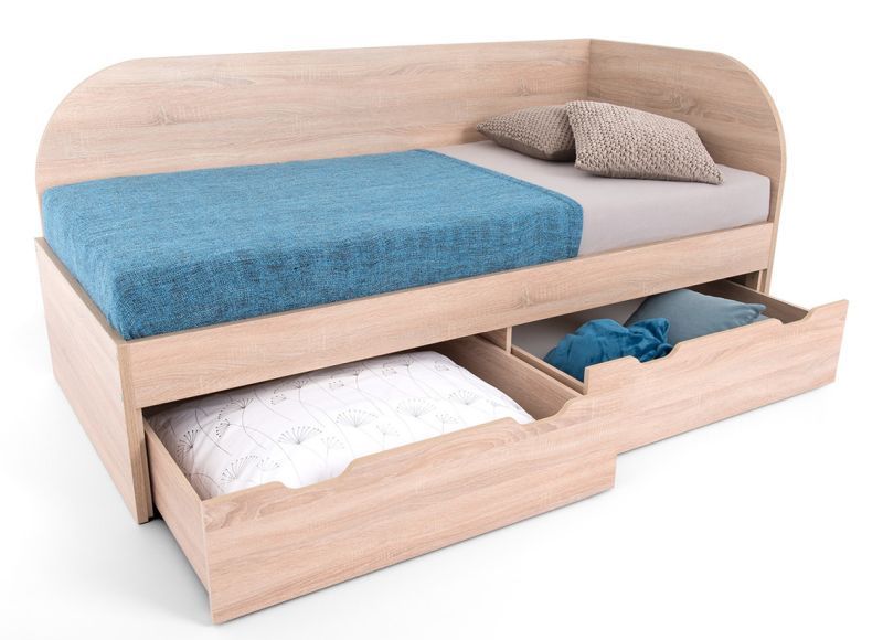 Posteľ s 2 zásuvkami a úložným priestorom 120, pravá - viac farebných prevedení