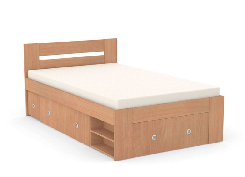 Jednolôžko s úložným priestorom a vstavaným nočným stolíkom 120 - viac farebných prevedení