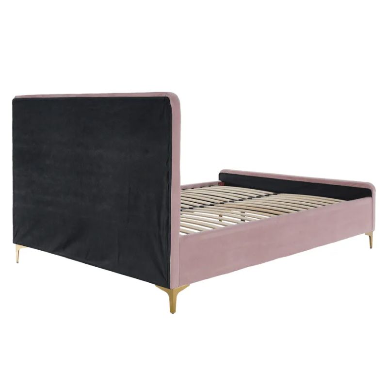 Komfortná čalúnená posteľ 160, ružová-gold chróm zlatý matný
