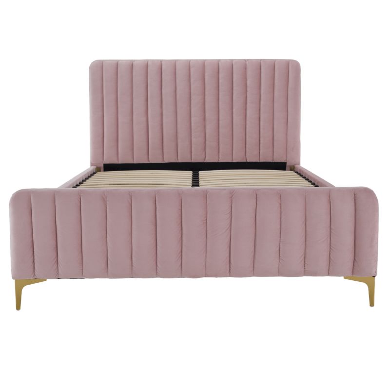 Komfortná čalúnená posteľ 180, ružová-gold chróm zlatý matný